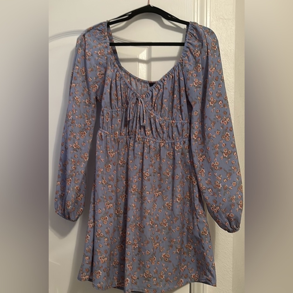 Blue Forever21 Mini Dress with Pink Flowers